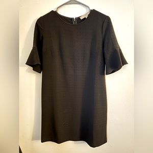 LOFT solid black ruffle sleeve mini dress.